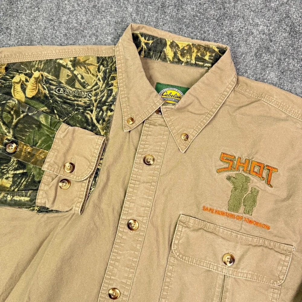 Cabelas Shooting Shirt Mens Large Seclusion 3D Camo Hunting Button Up SHOT